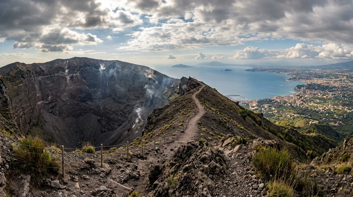 Widok z okolic krateru Wezuwiusza na Zatokę Neapolitańską